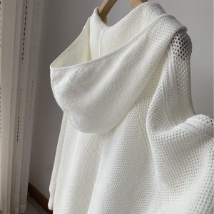 Women's hollow hooded sweater-style knitted cardigan